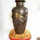 Large Art Deco vase in patinated brass, relief decoration of birds – year