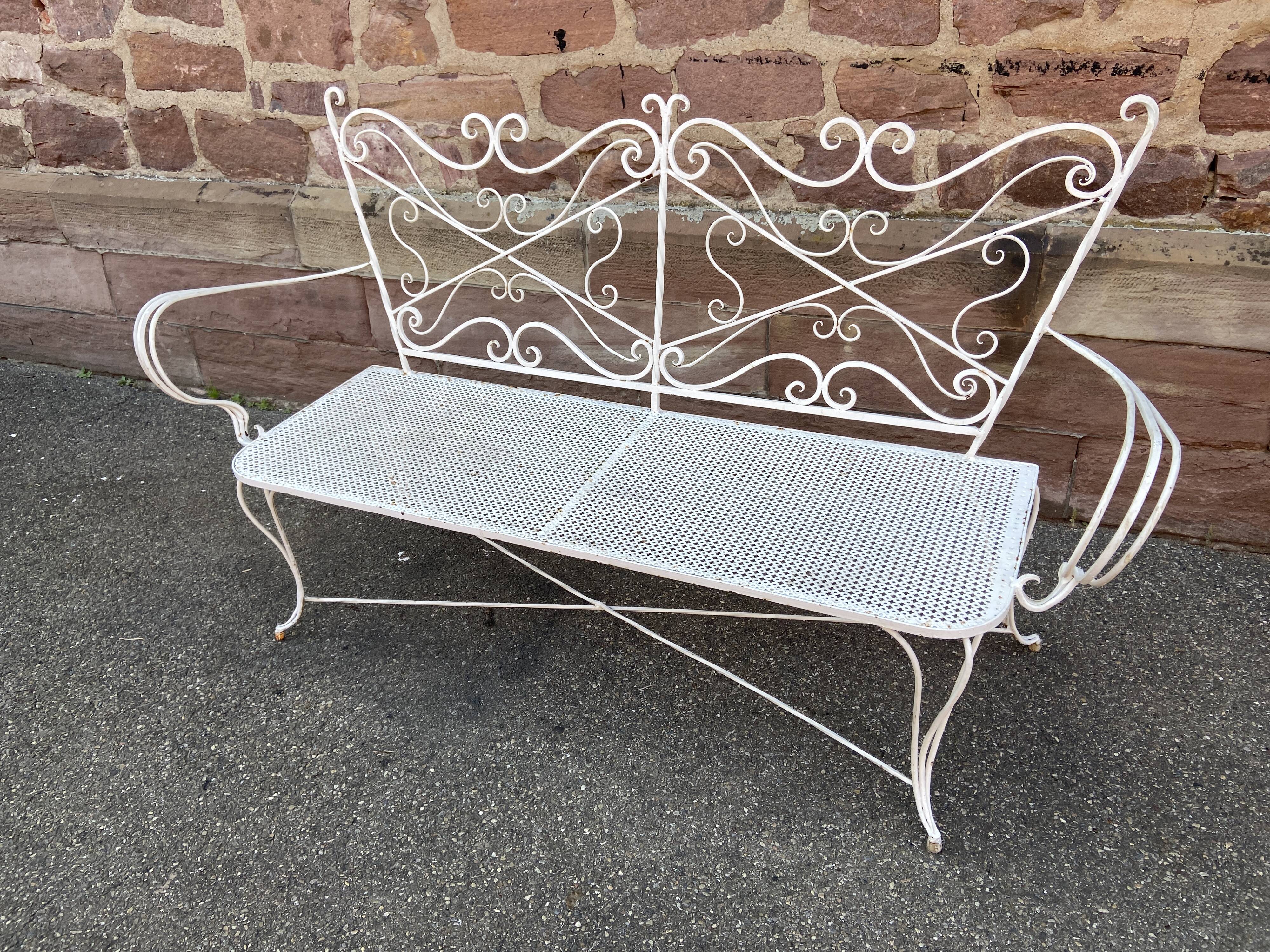Vintage wrought iron garden bench