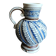 Vintage German Westerwald stoneware jug with cobalt blue floral relief