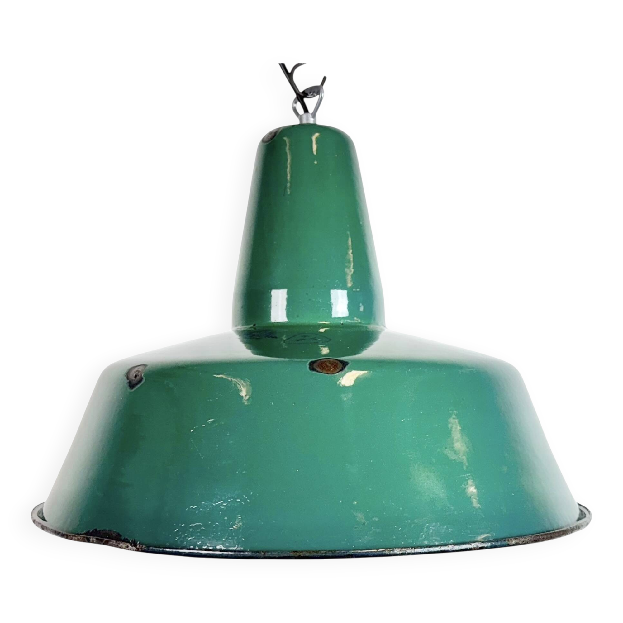 Large Industrial Green Enamel Factory Pendant Lamp, 1960s