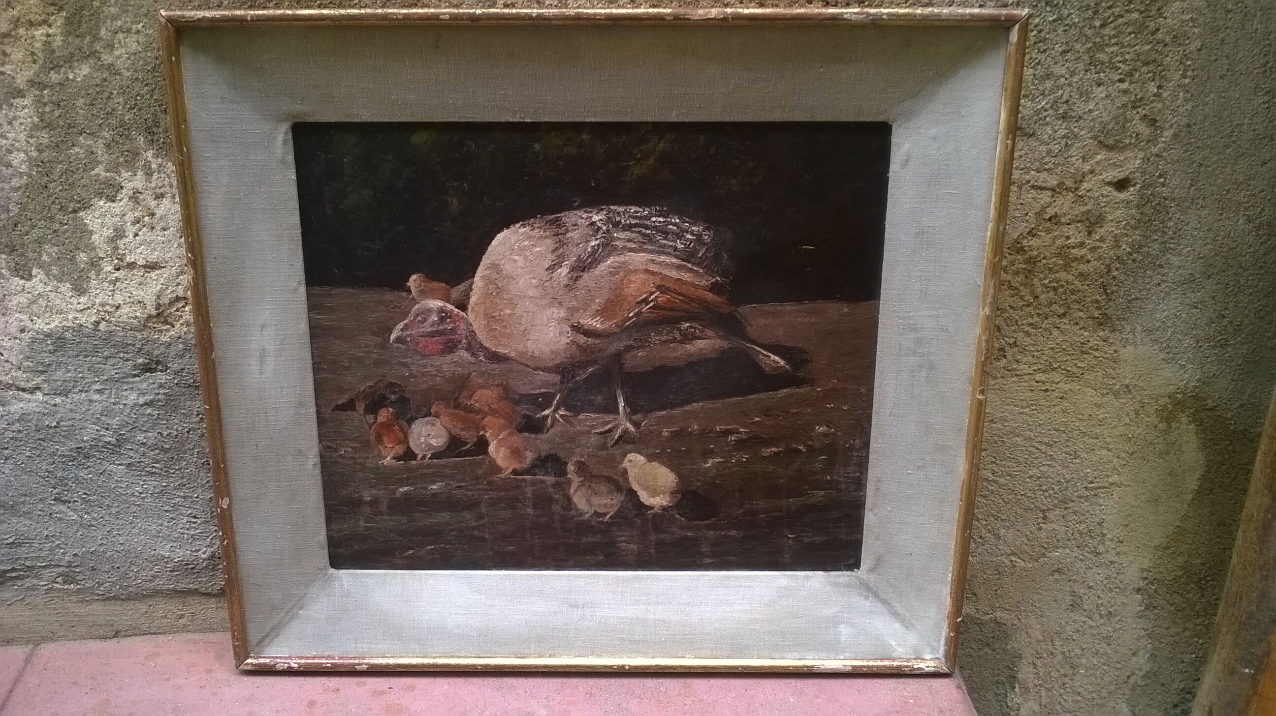 Painting "The guinea fowl and its chicks"