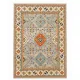 Modern Hand-Knotted Wool Area Rug for Living Room, Blue Geometric Medallion Design Carpet