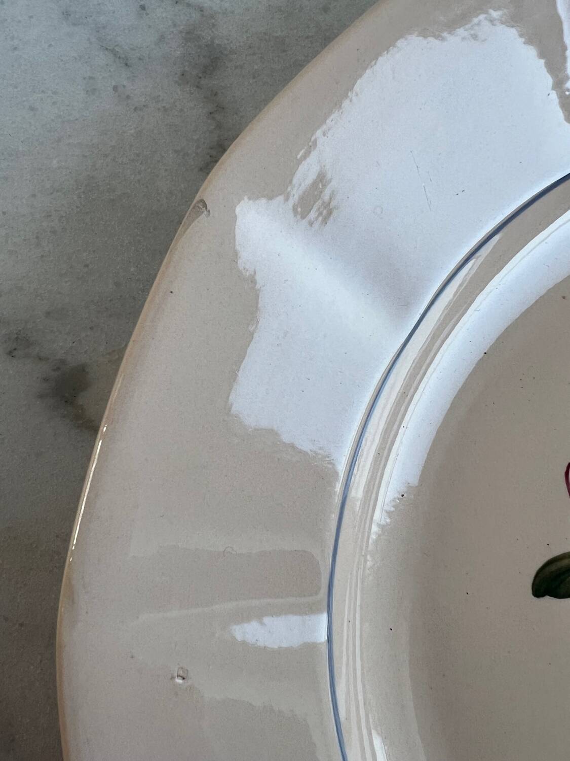 Large Sarreguemines Digoin Flower hand-painted dish