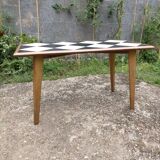 Scandinavian coffee table with chessboard checkerboard pattern