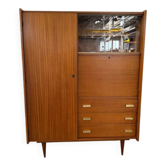 Armoire secrétaire bois vernis 60/70