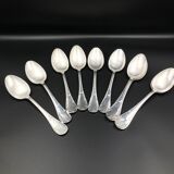 Set of 10 old silver spoons