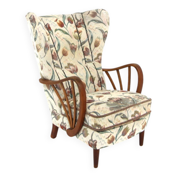 Fauteuil scandinave en orme, Swedish Modern, Suède, 1940