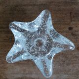 Star candle holder in glass or bubbled crystal, Biot style