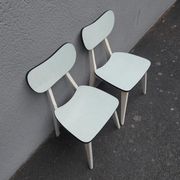 2 chairs in water green formica