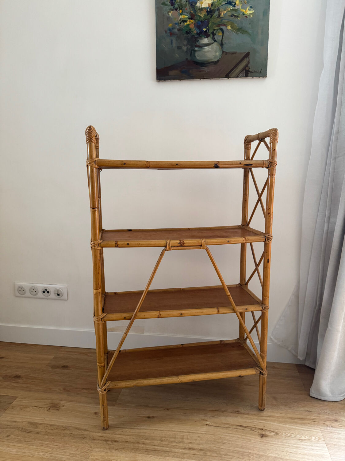 Vintage rattan bookshelf