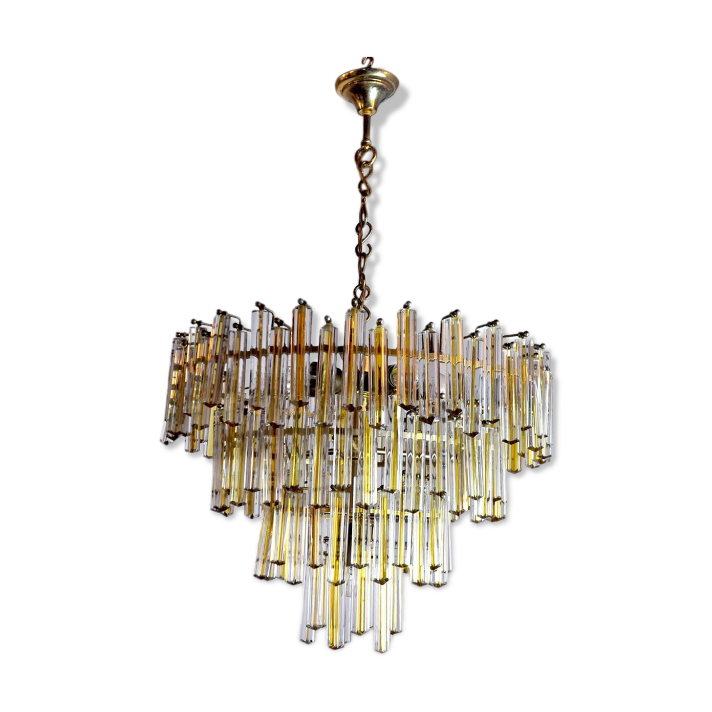 Paolo Venini two-tone chandelier, 4 levels, 1970, Italy