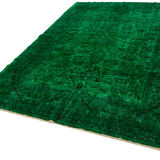 Hand-knotted persian rug 1970s 192 cm x 262 cm green wool carpet