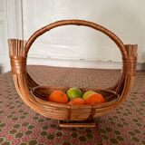Woven wicker fruit basket 1960