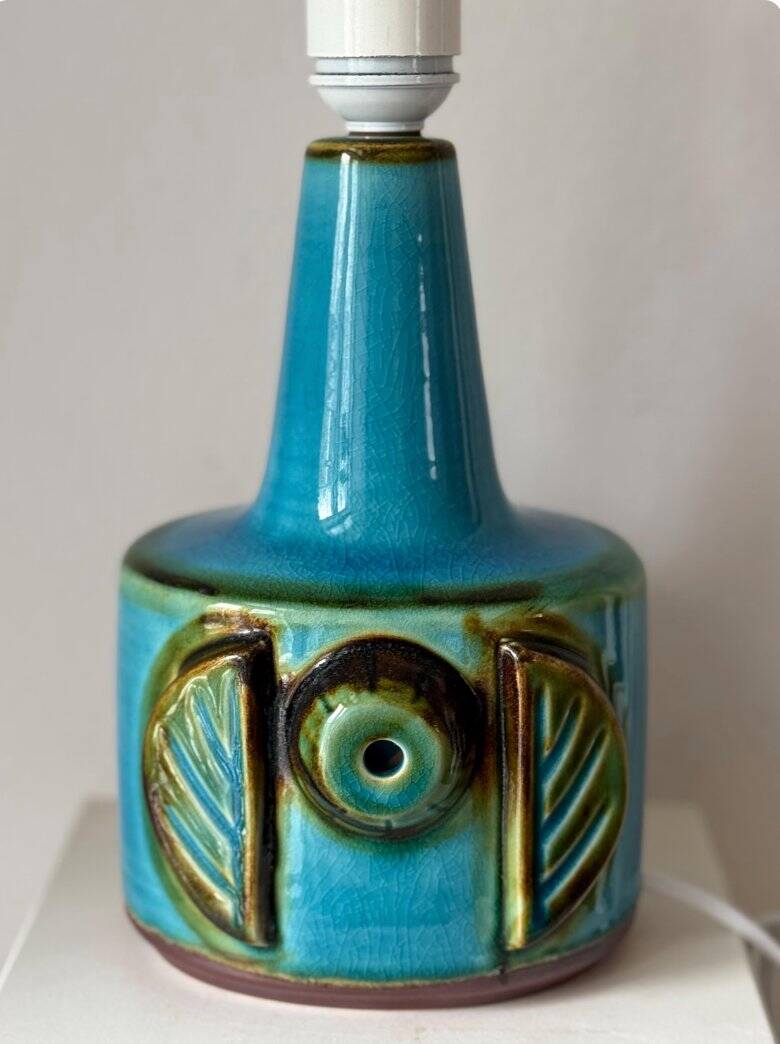 Vintage ceramic table lamp with turquoise glaze by Einar Johansen for Søholm, 1960s