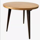 Tripod coffee table in wood and two-tone marquetry Scandinavian design 50s-60s