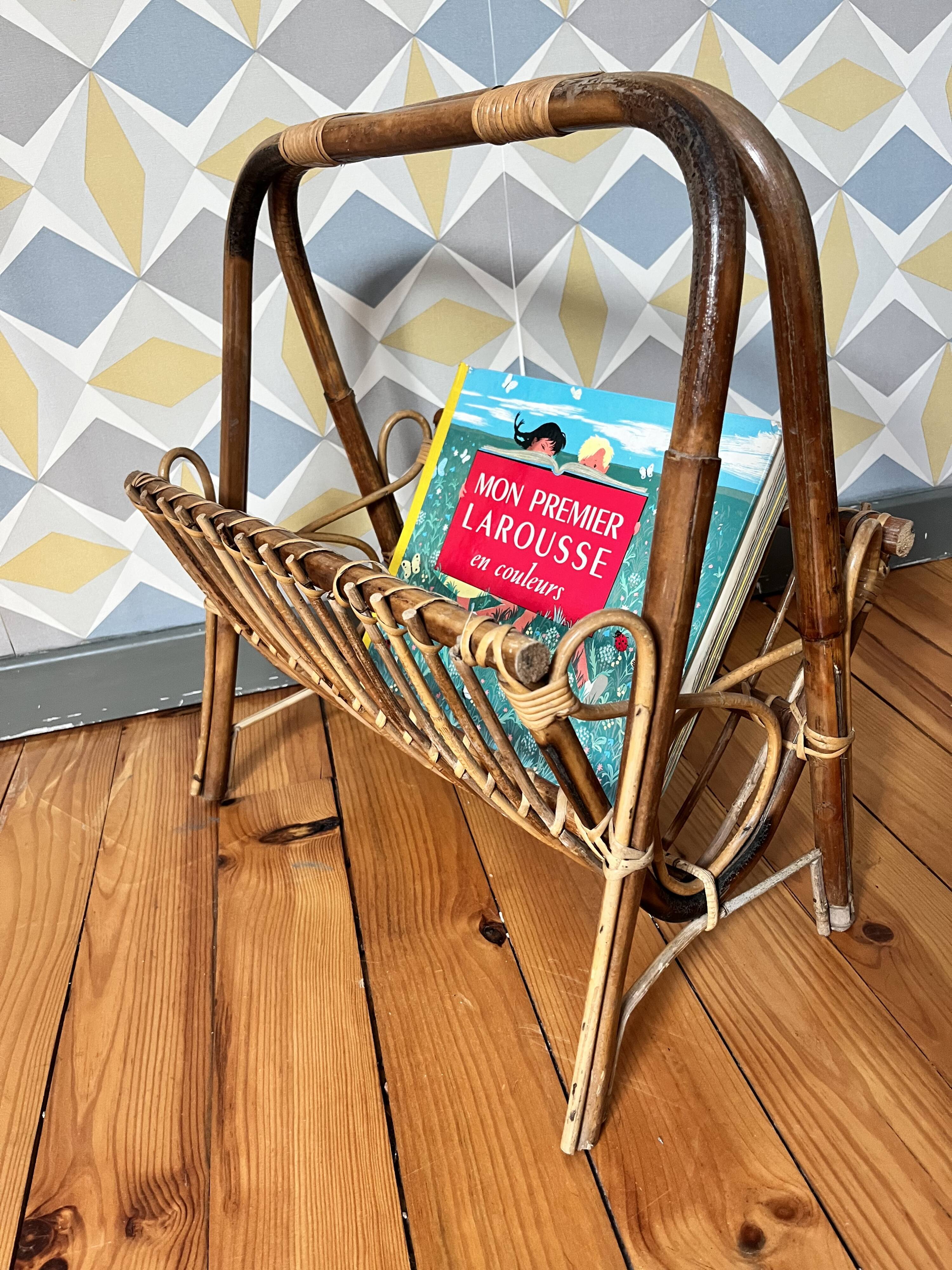 Vintage magazine holders light rattan