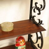 Wall shelf in wrought iron and old wood