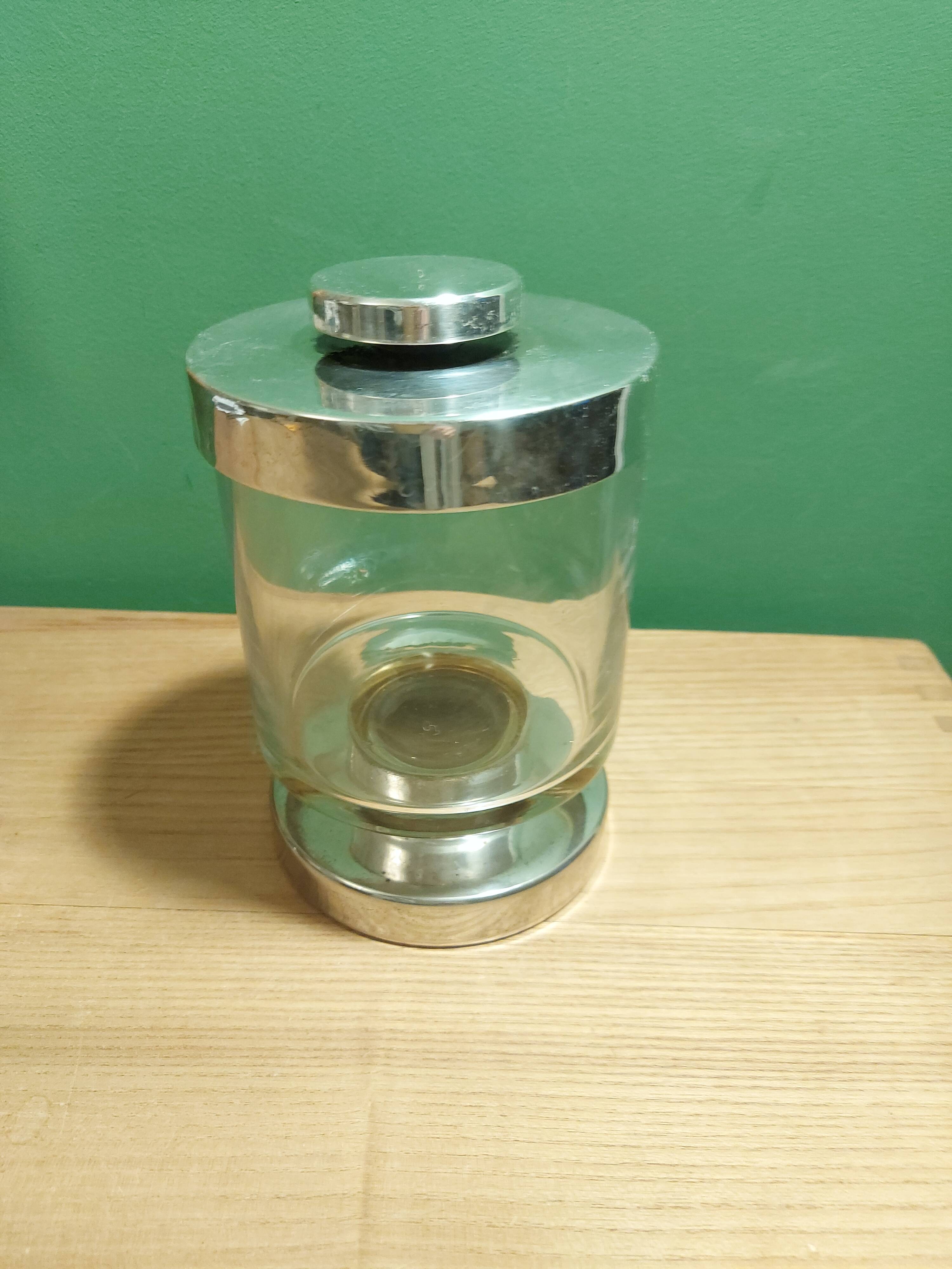Pot bocal en verre et métla argenté Boussu