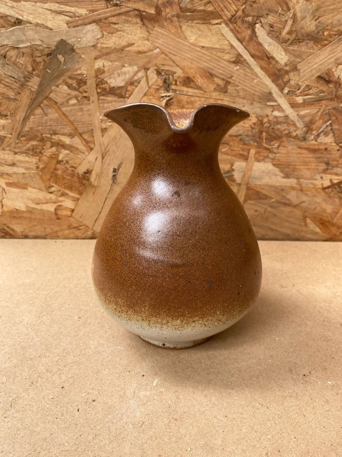 Ancien pichet keraluc grès marron beige made in france vintage