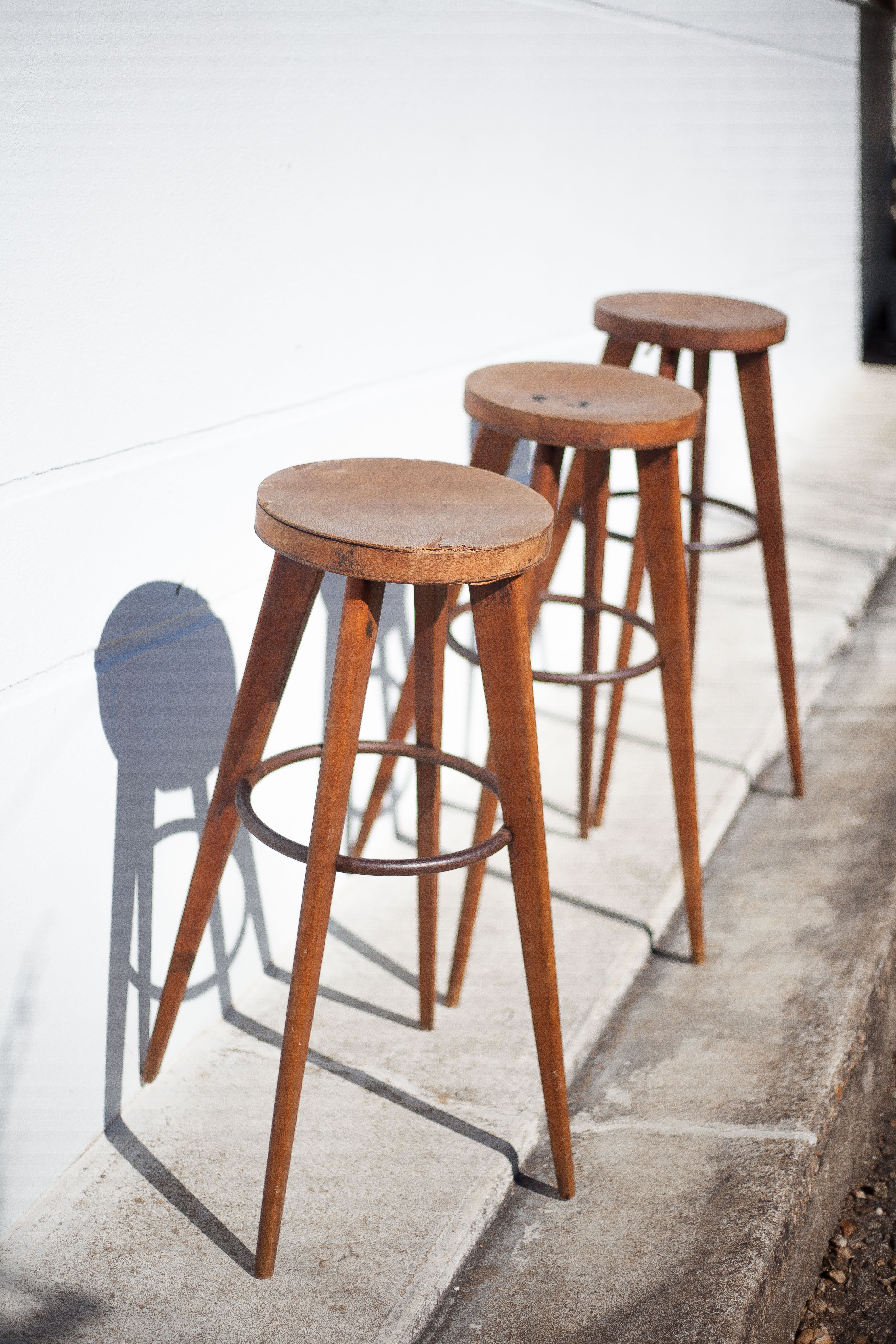 Lot 3 bar stools, high chair, wooden and metal stool, industrial, vintage, bar