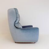 Ensemble de 2 fauteuils mohair bleu glacier Carl Straub