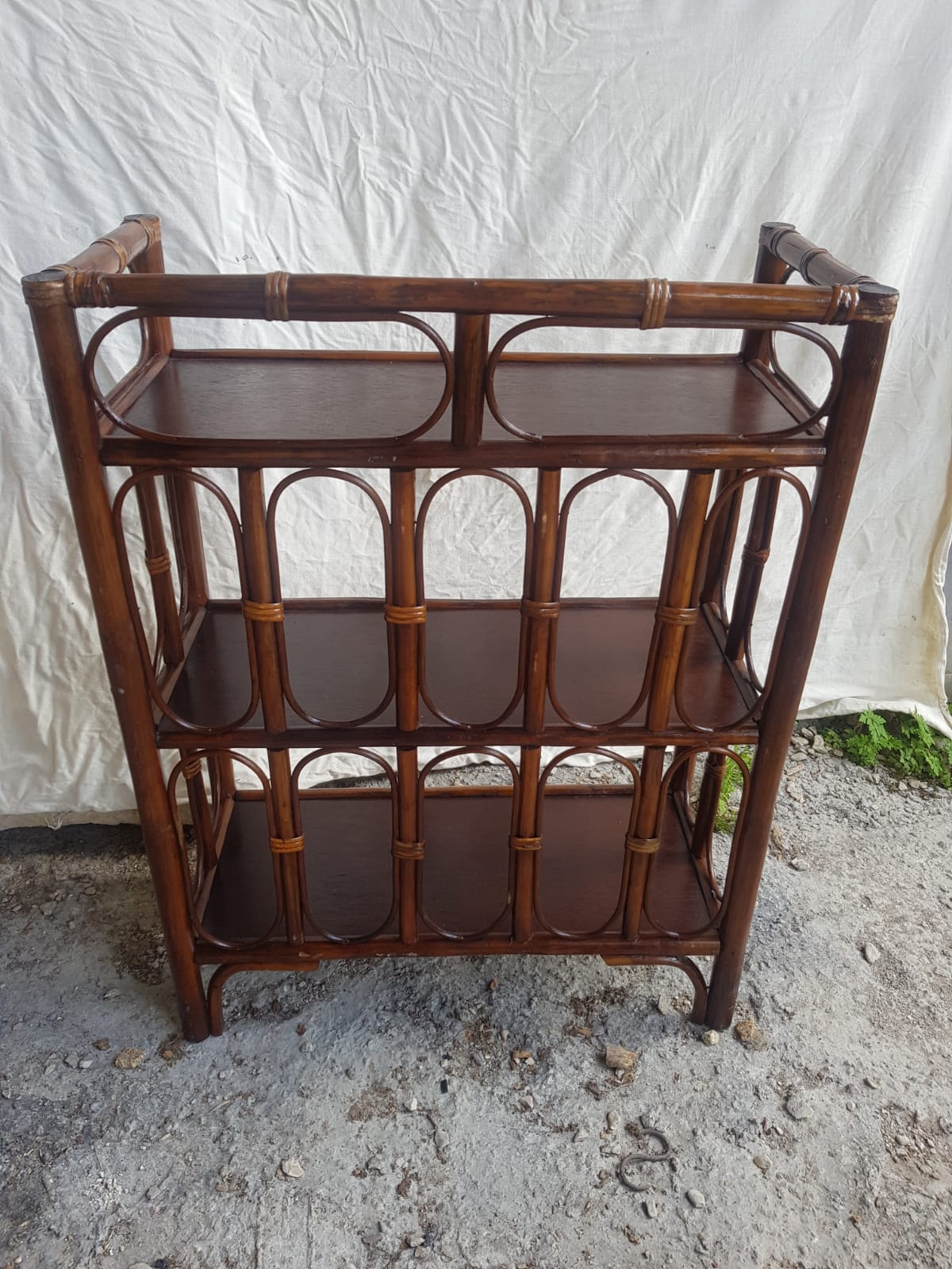 Old furniture rattan shelf 3 shelves 70s vintage