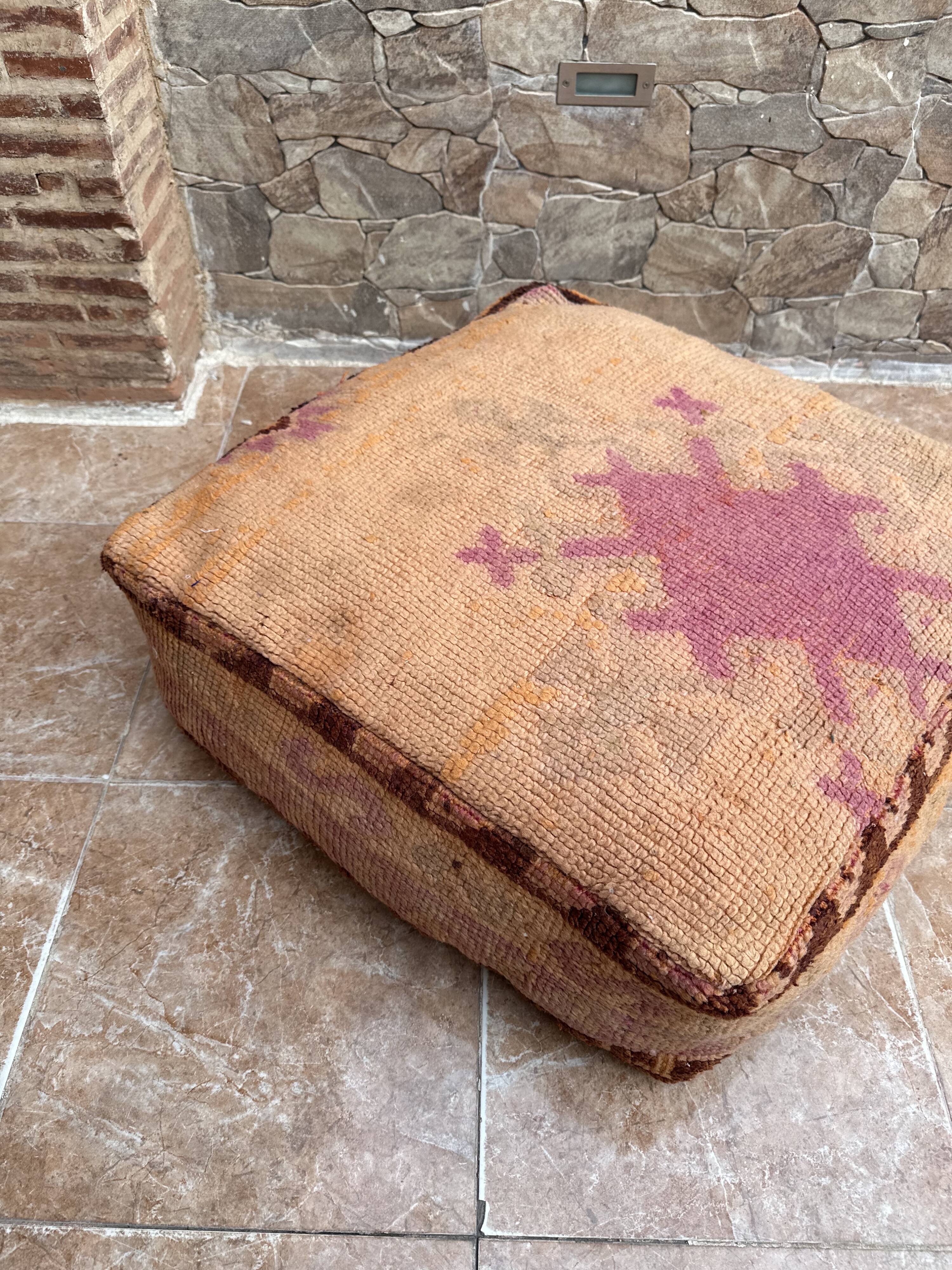 Handmade Berber Kilim pouf, floor cushion.