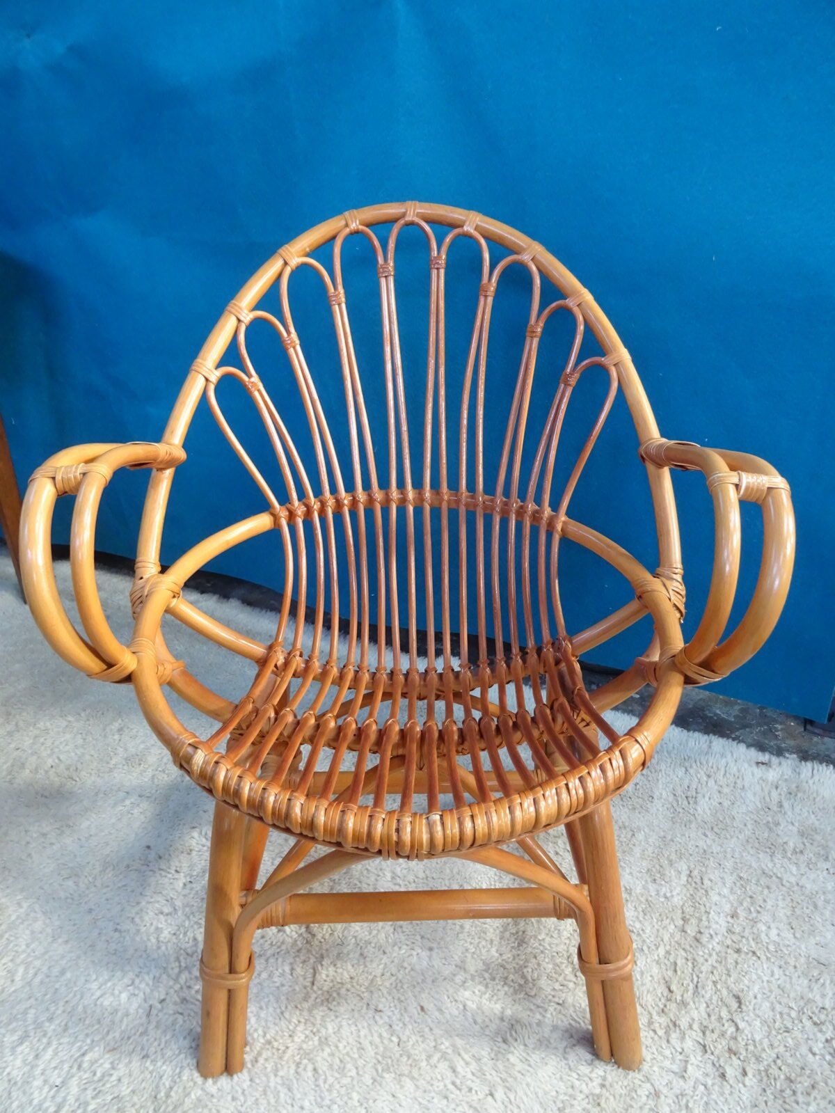 Fauteuil rotin coquille adulte