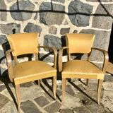 Paire de fauteuils bridge jaunes