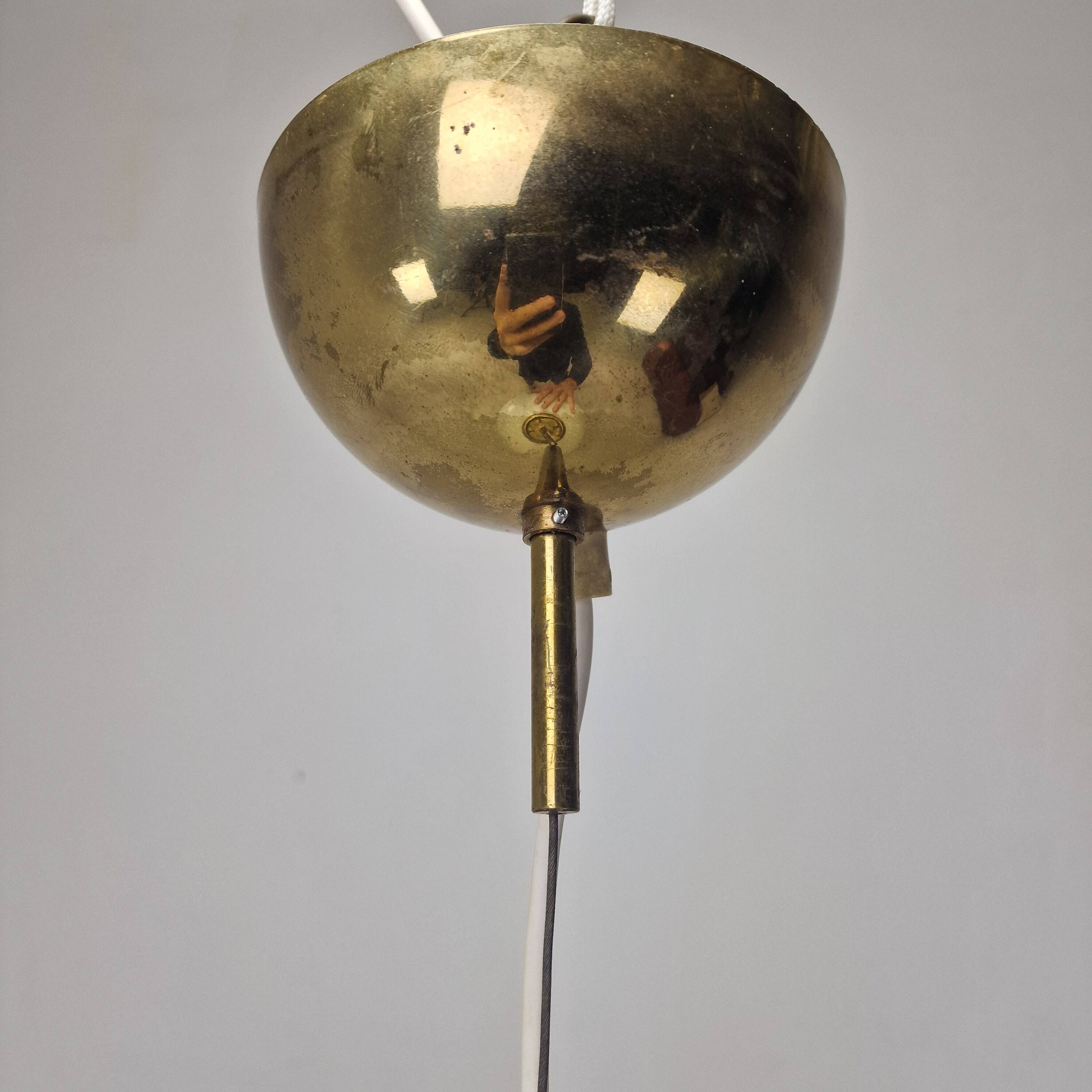 Italian Murano Glass Globe Chandelier with Brass Accents, 1970s
