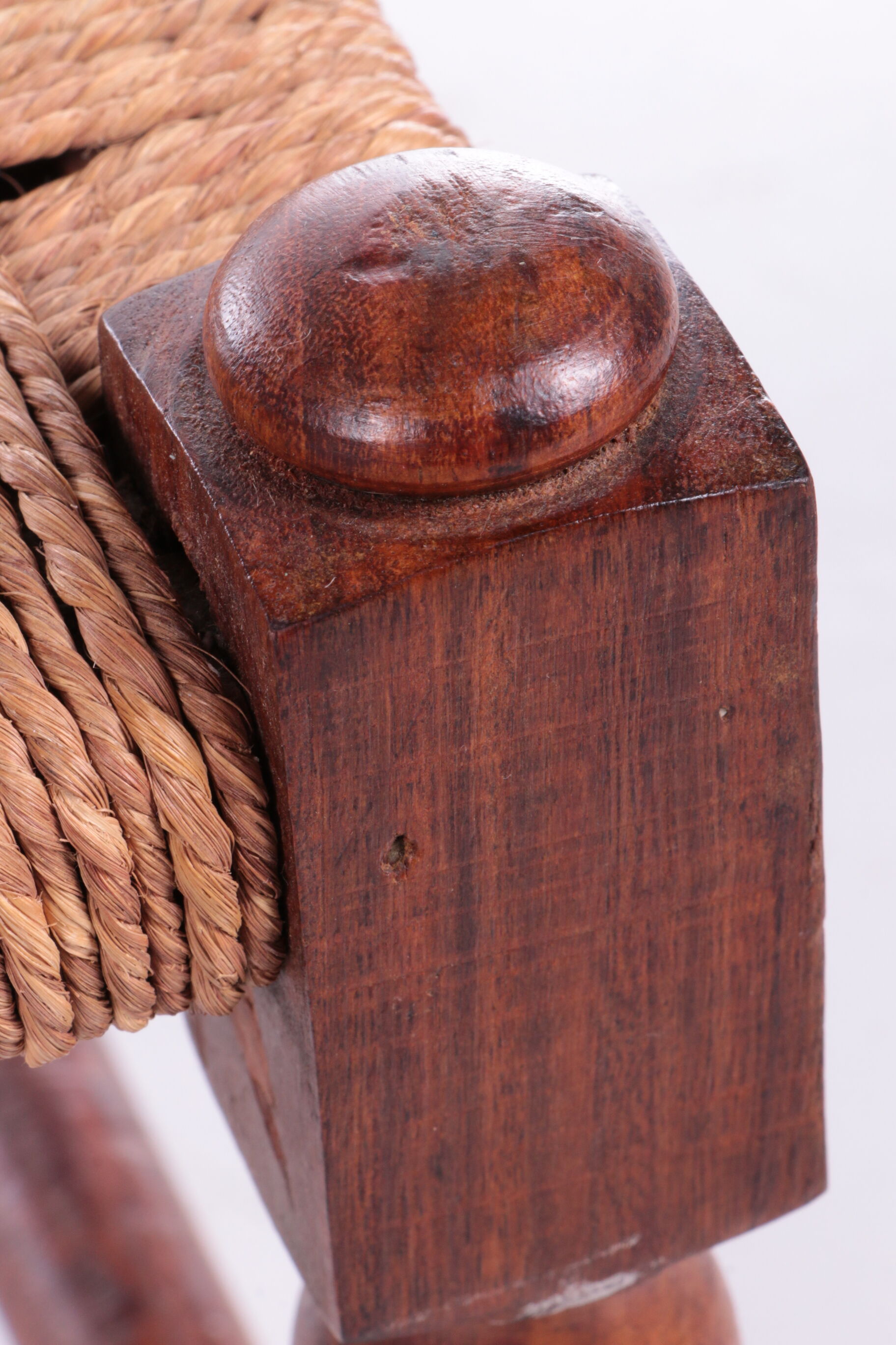 Vintage Brutalist stool or footstool made of jute rope, 1960s