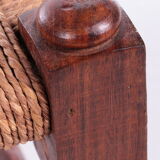 Vintage Brutalist stool or footstool made of jute rope, 1960s