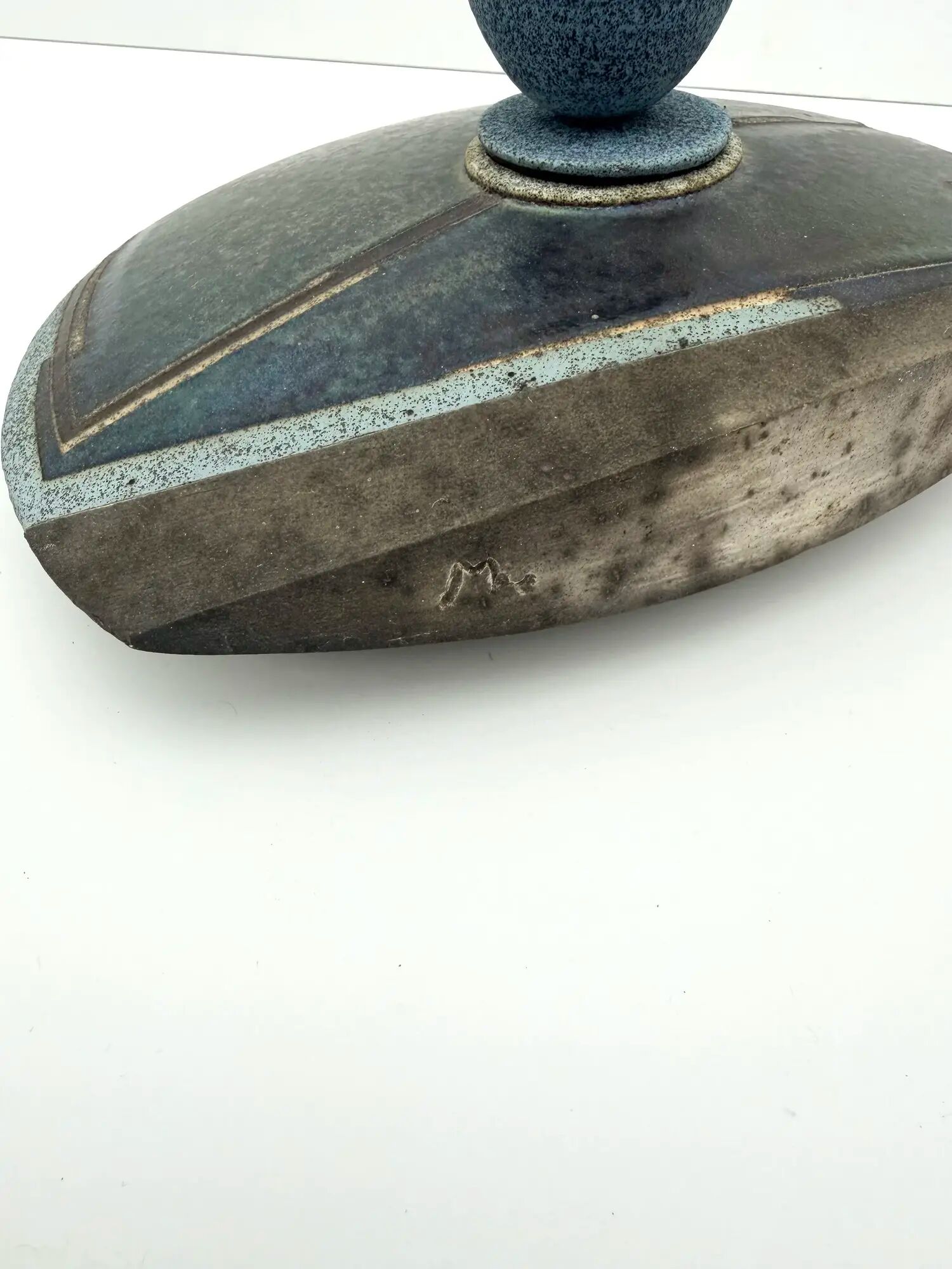 Signed raku ceramic sculpture