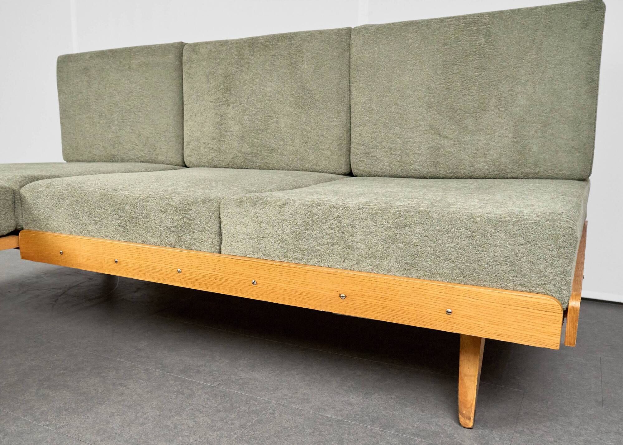 Vintage Corner Sofa Bed with Ottoman, 1960s, Czechoslovakia