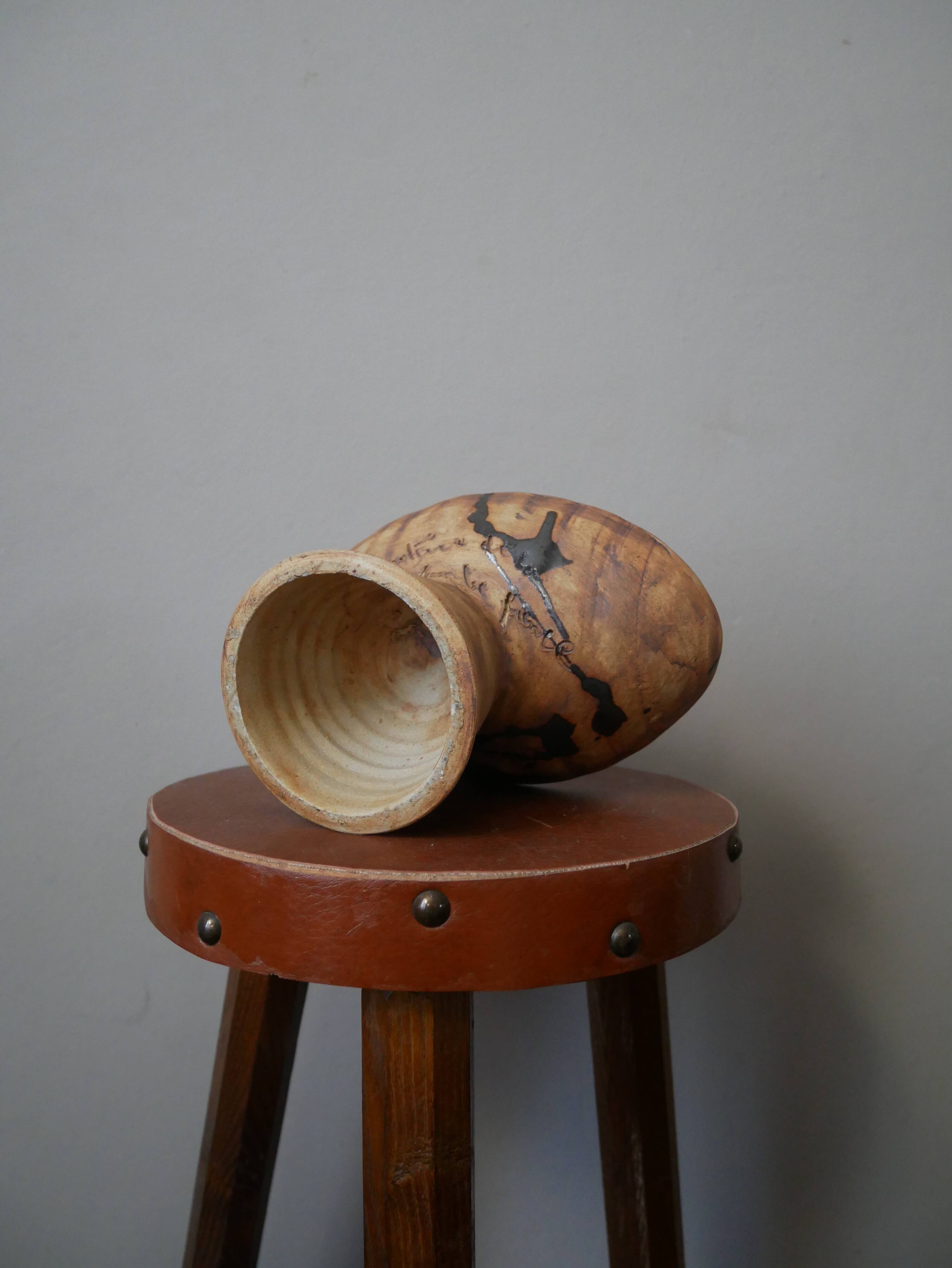 Pottery of the Dove made in France artisanal ceramic raku japandi wabi-sabi empty pocket bowl