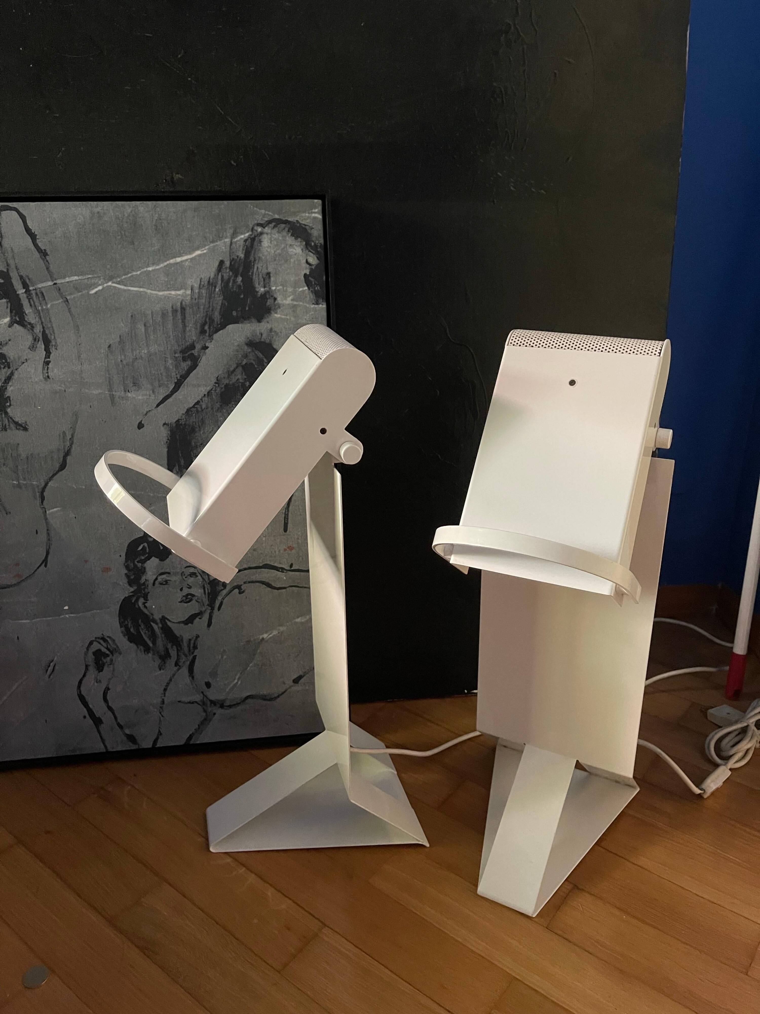 Pair of Vintage Italian Postmodern Loft  Table Lamps in Metal