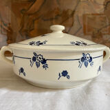 French Digoin Sarreguemines Soup Tureen Blue Flowers Made in France Earthenware