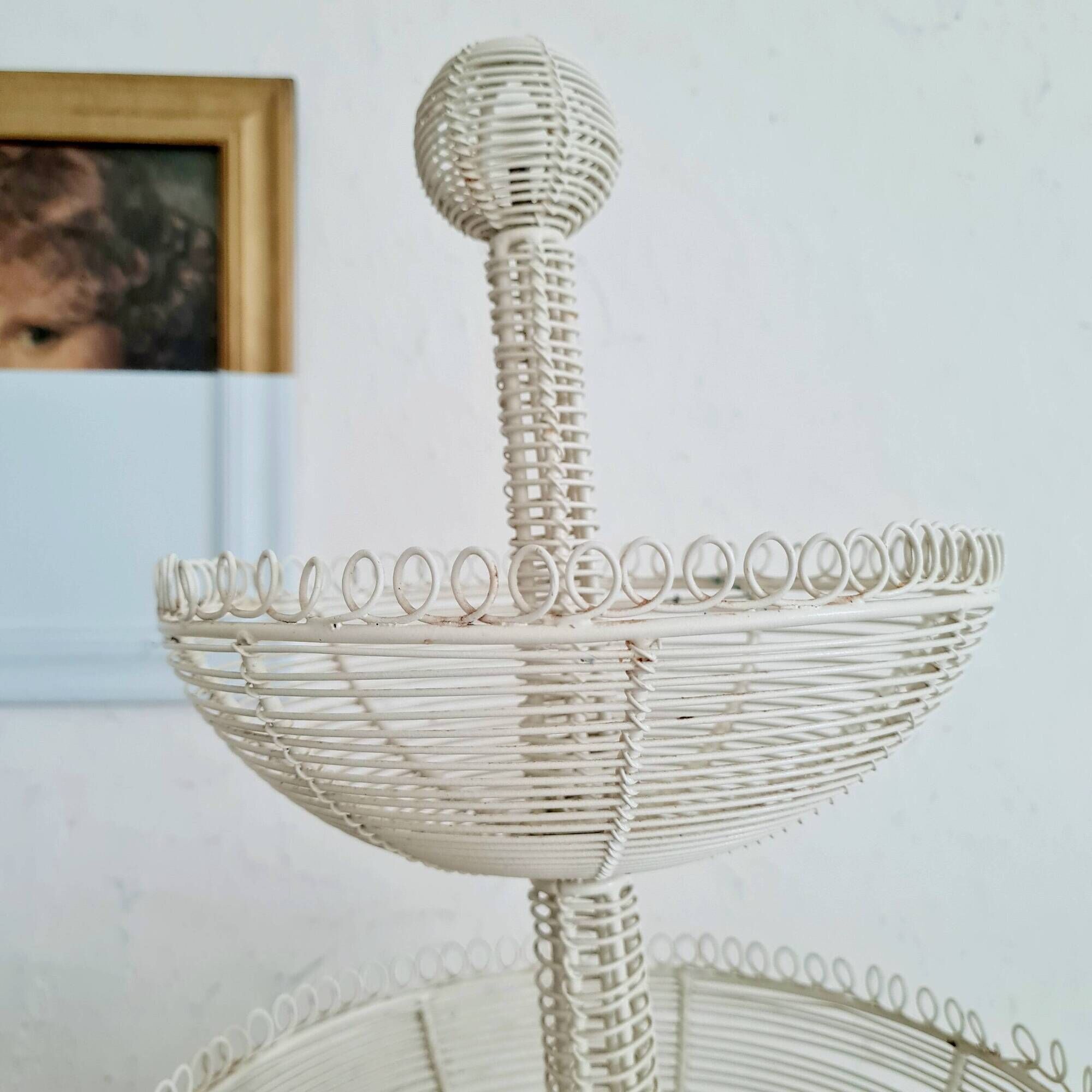 White metal fruit basket - old display