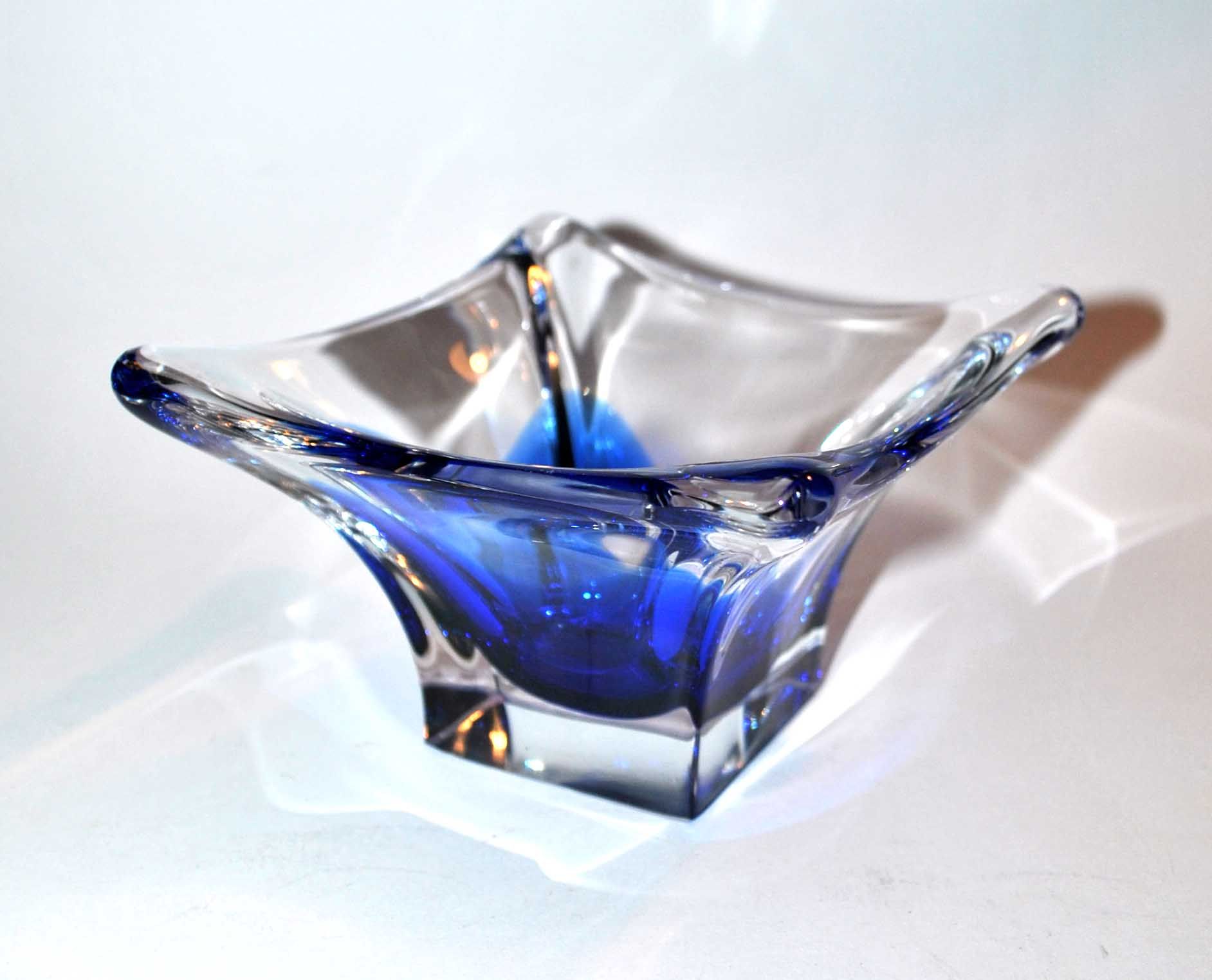 Vintage ashtray cut in Blue Murano crystal - Modernist pocket empty 1970-80