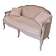 Louis XV style bench sofa in pink fabric and burlap