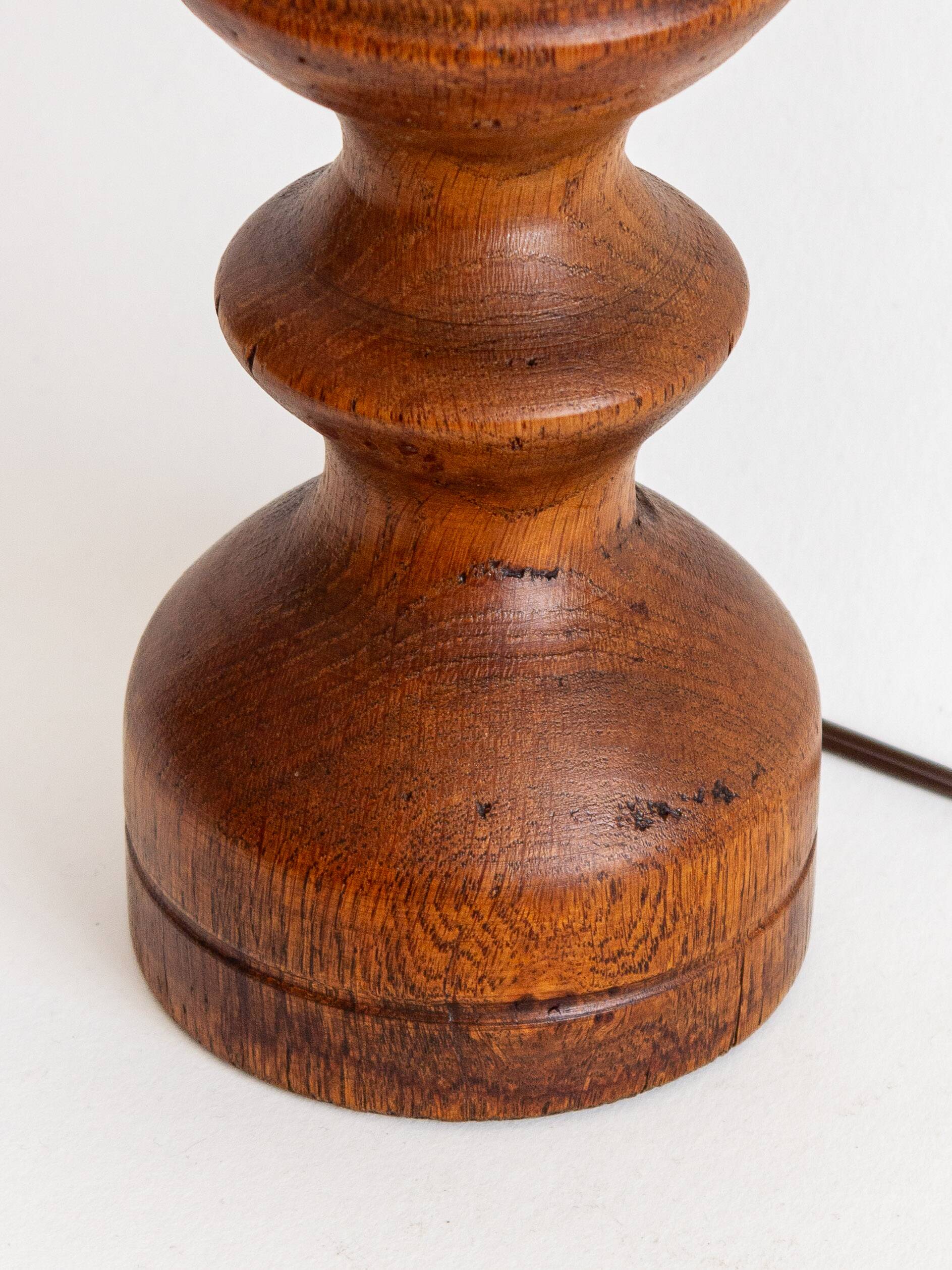 2 turned wooden lamp bases, 1940s-1960s