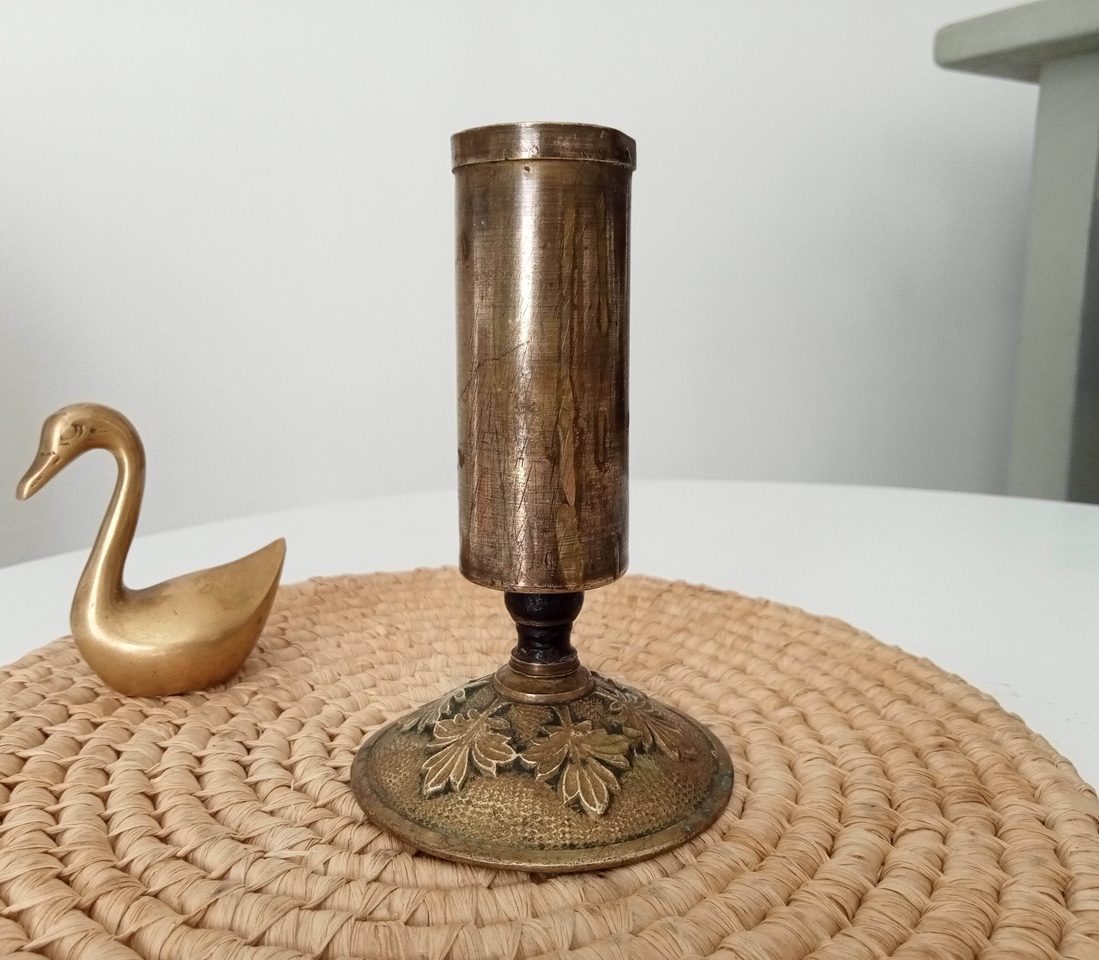 Antique folk art candle holder 1914/18