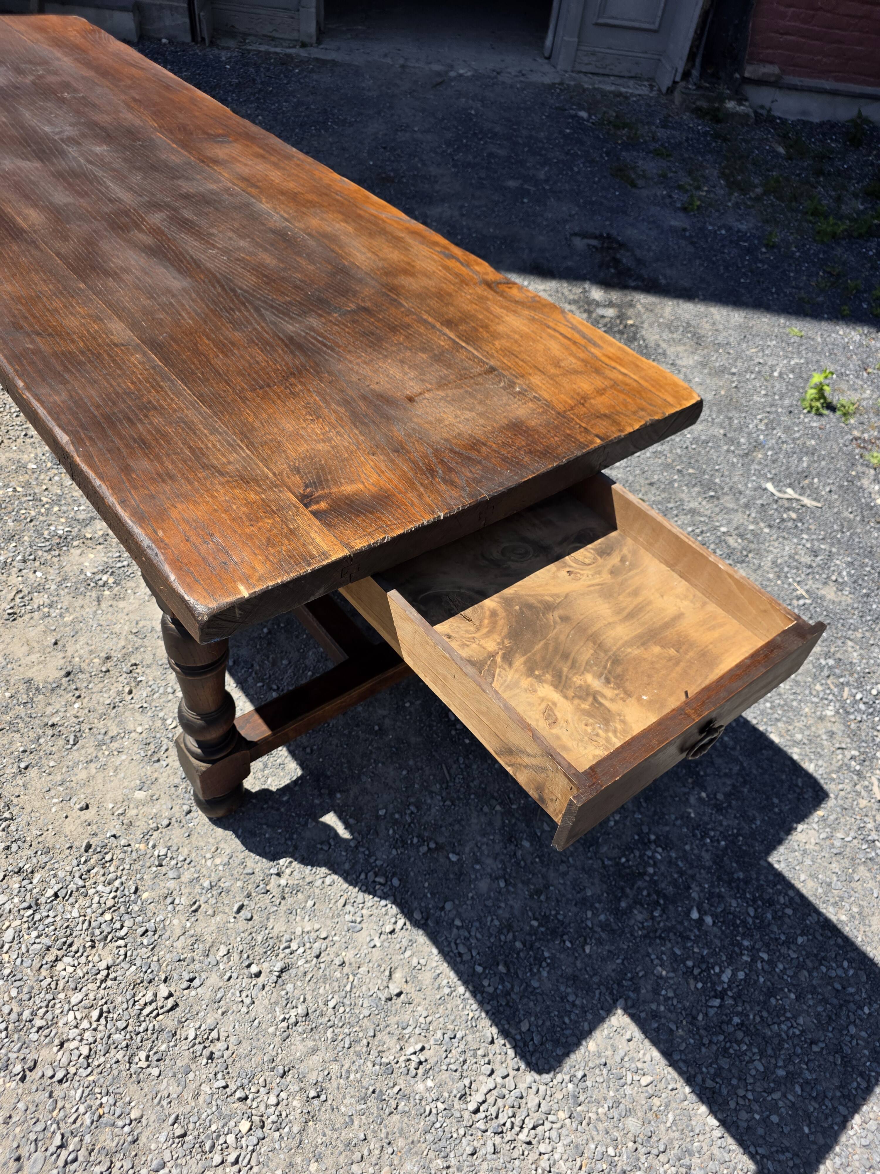 Table de ferme en chêne massif,  250 × 87cm