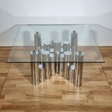 "Cylinders" coffee table in chromed metal, Italy, circa 1970