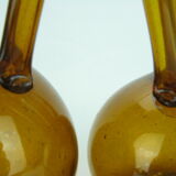 Rare pair of blown pitcher, with trace of pontil. Amber and bubbled glass. The beaks are very thin. 2