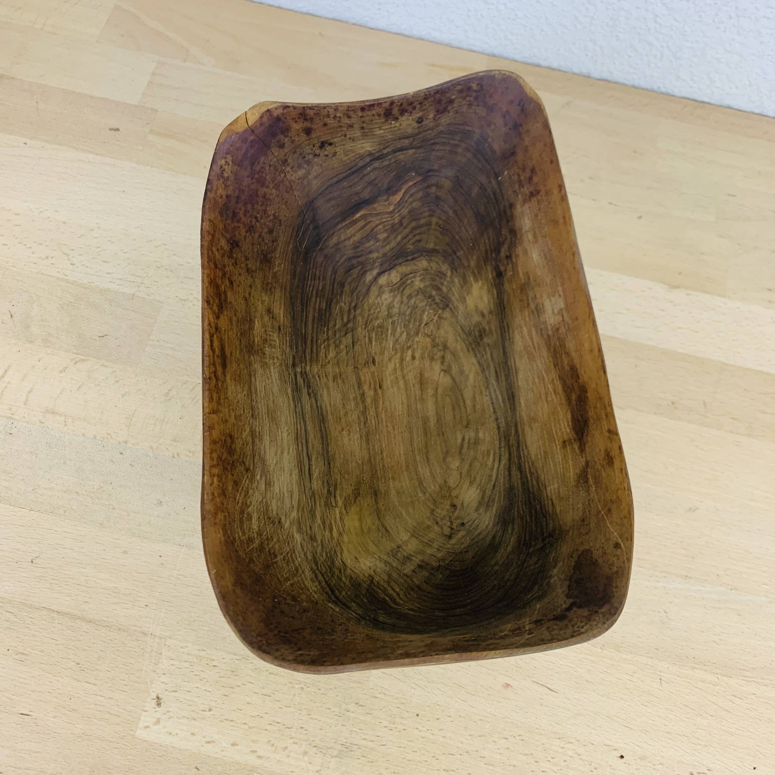 Brutalist bowl by Tony Bain Vallauris, olive wood catch-all.