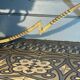 Art Deco sideboard or bar furniture, various veneers, bronze and ironwork, c