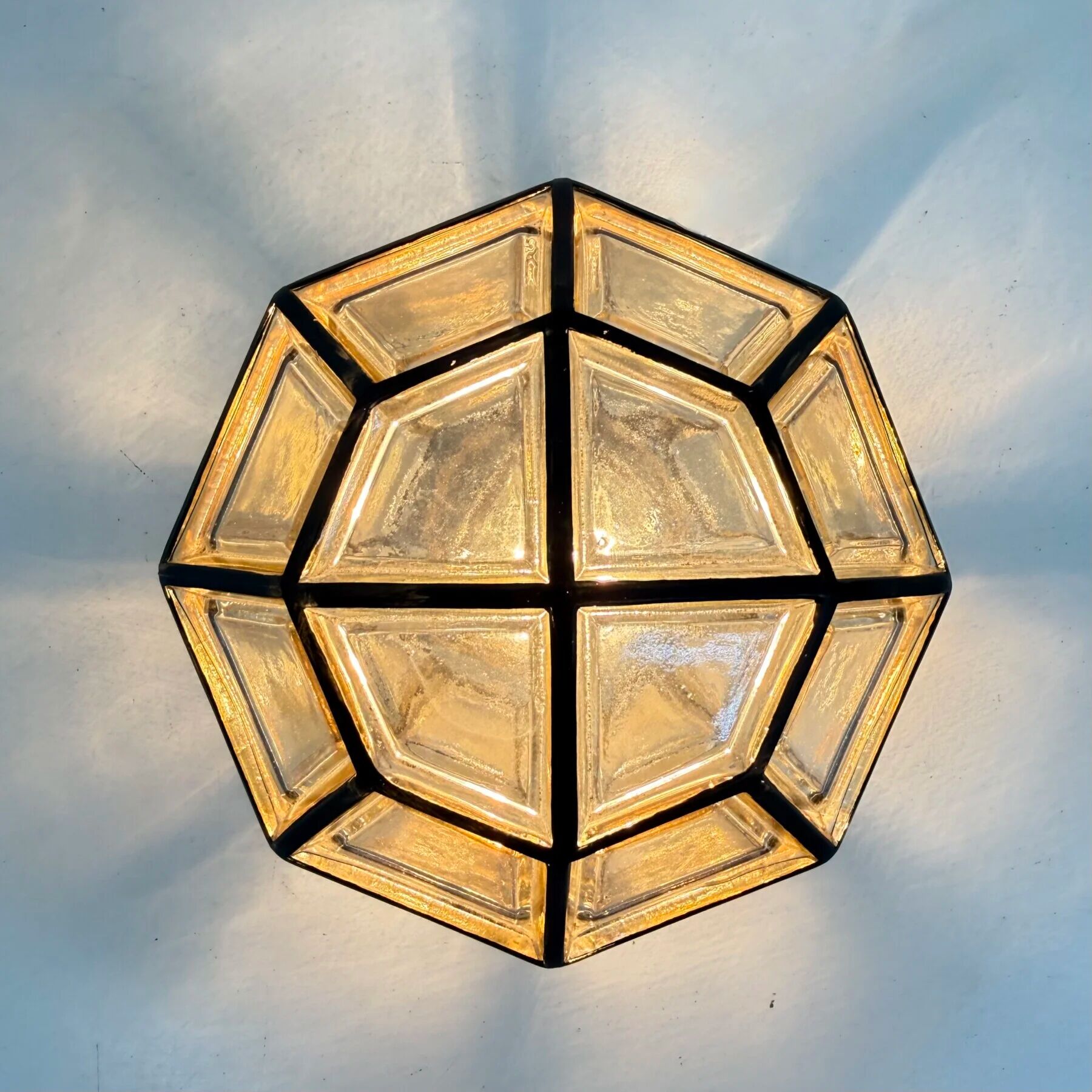 1 of 2 Limburg Glashütte glass ceiling lamp flush mount, 1970s