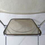 Vintage design folding chair in chrome and smoked polycarbonate