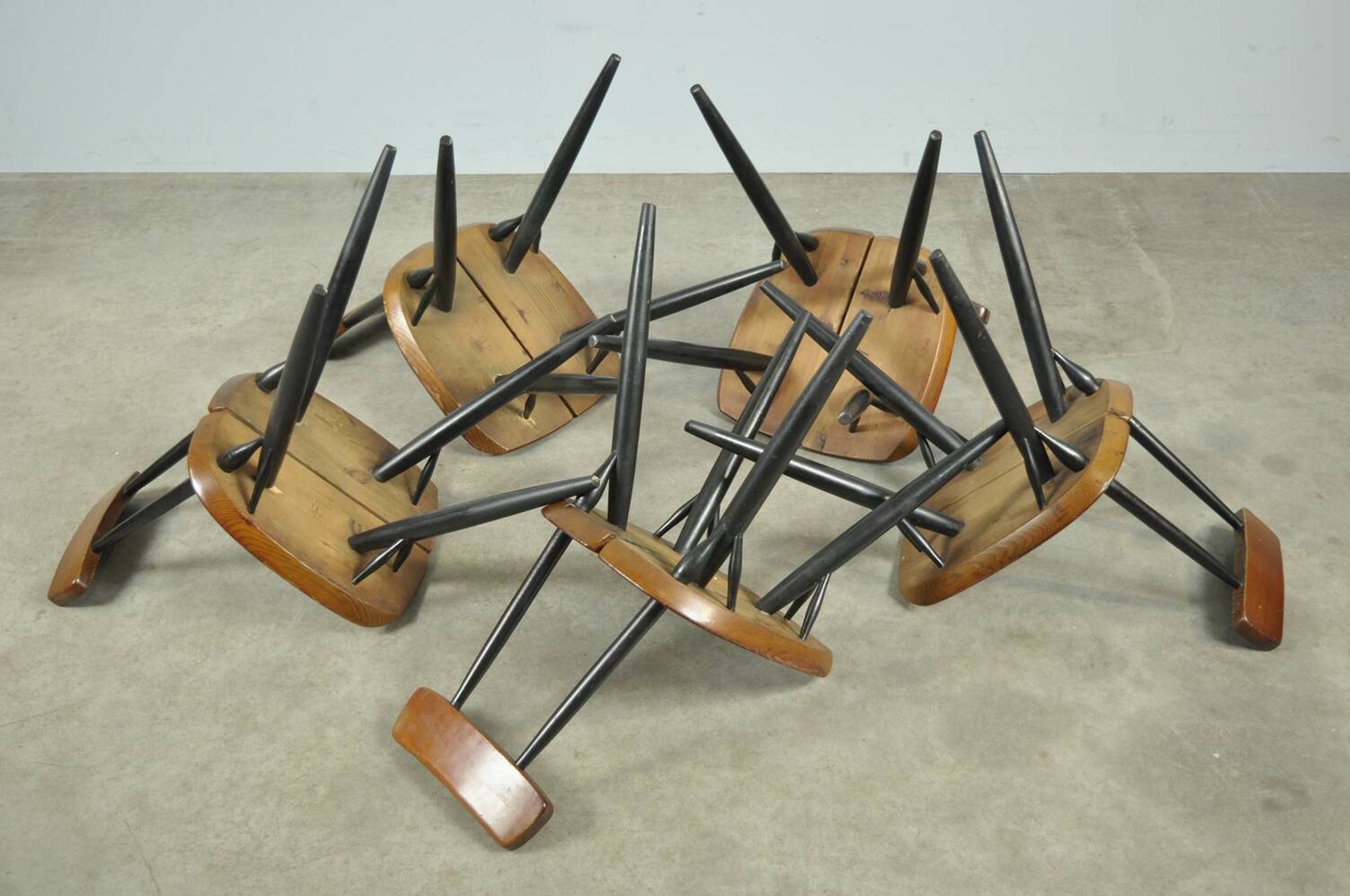 🟡 PIRKKA dining table chairs, Ilmari Tapiovaara, Laukaan Puu, Finland 1950